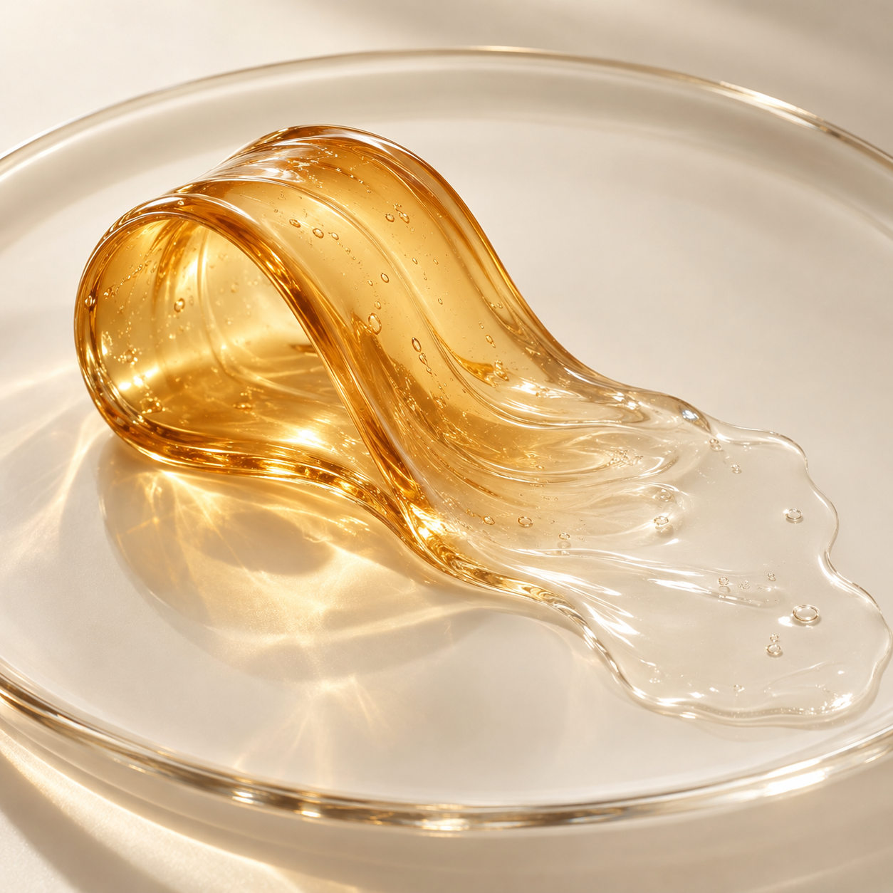 Amber Lamella Melt-to-Water Hair Gel development concept image · Development reference image