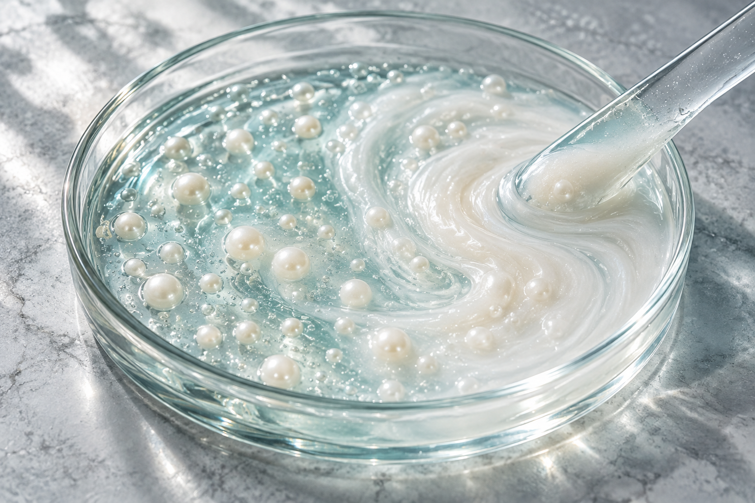 Aurora Pearl Shake-to-Silk Barrier Booster development concept image · Development reference image