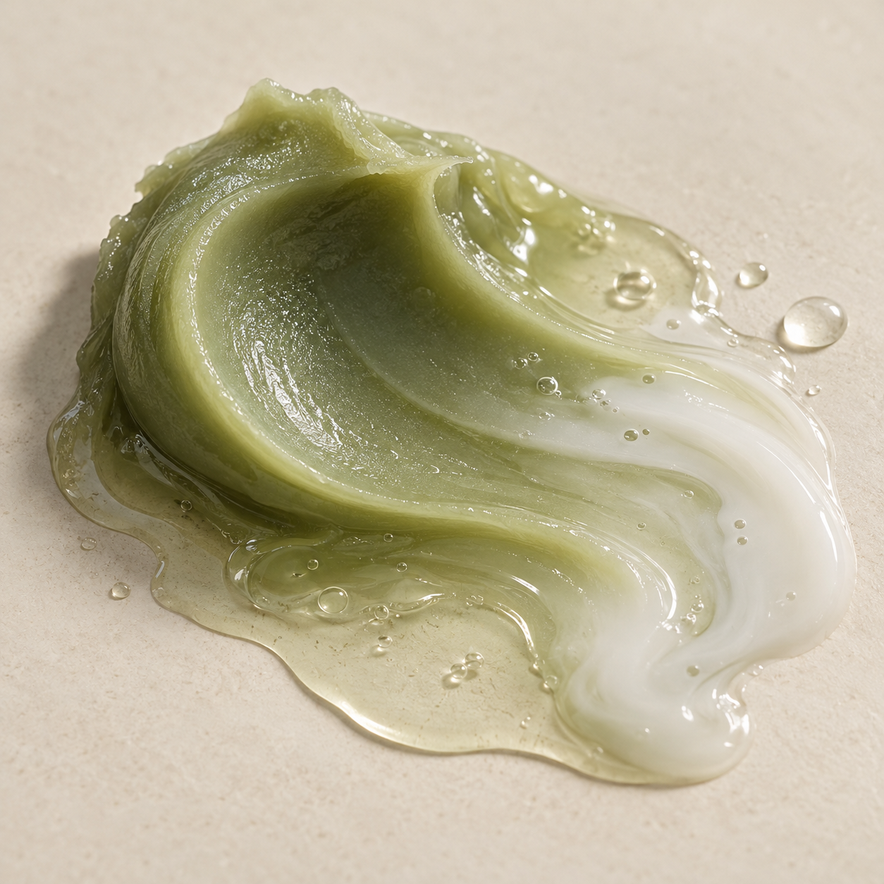 Moss Veil Pudding-to-Milk Cleanser development concept image · Development reference image